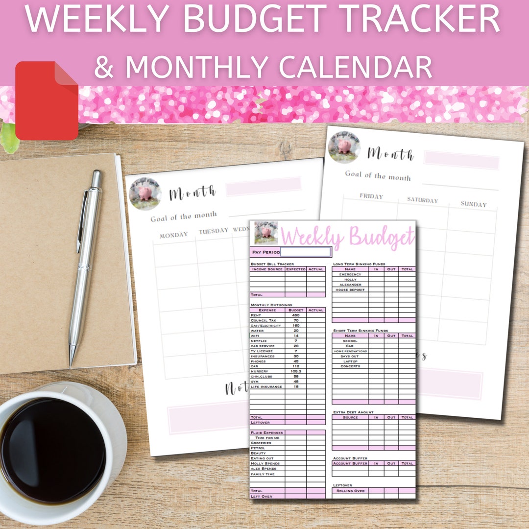 DIGITAL Weekly Budget Tracker and Calendar Track Bills - Etsy UK