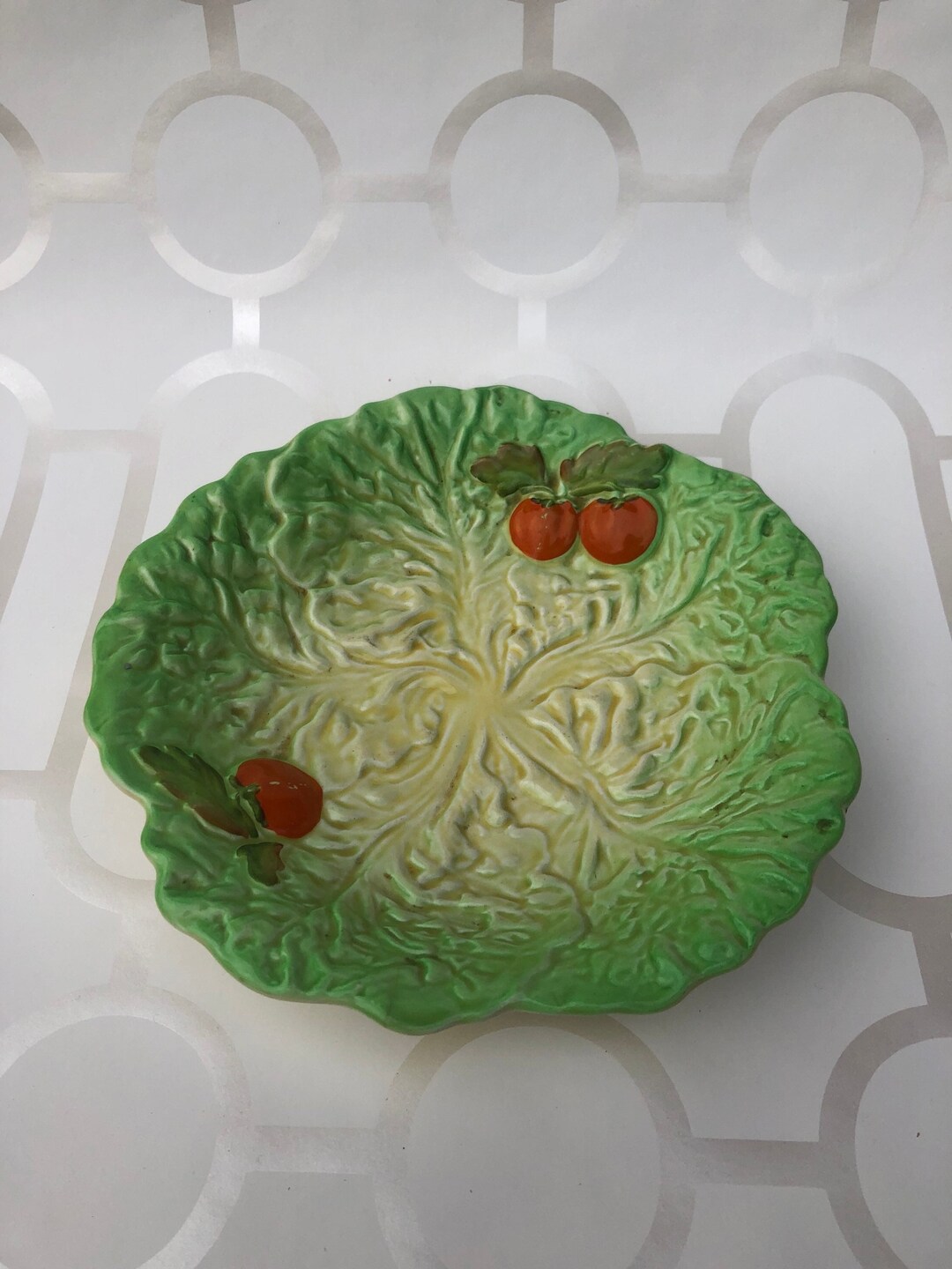 Vintage Carlton Ware Green Cabbage Leaf Bowl With Decorative Etsy UK