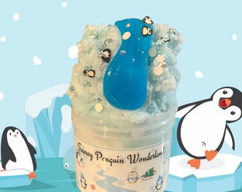 Snowy Penguin Wonderland slime// Christmas Slime// Winter Mint Scented//cloud cream slime/DIY