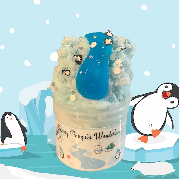 Snowy Penguin Wonderland slime// Christmas Slime// Winter Mint Scented//cloud cream slime/DIY