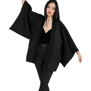 Kimono jacquard imprimé animalier avec broderie dragon