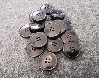 Real horn glossy black, 4 hole button set for jacket, blazer, suit, sport coat, vest. High quality, made in Italy