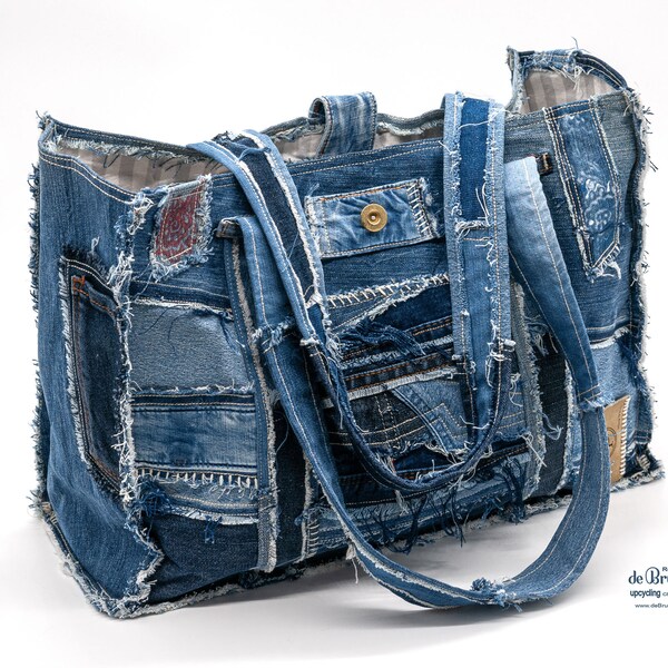 UPCYCLING  Jeans Shopper, Jeanstasche, Jeanspatchwork-Tasche