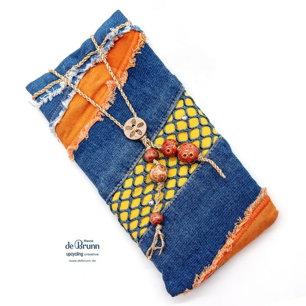 UPCYCLING Jeans Handytasche, Smartphonehülle, Handyhülle