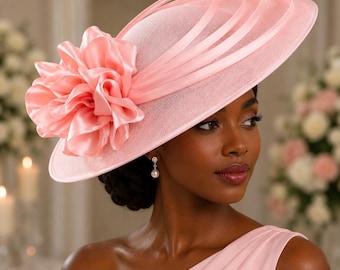 Sombrero tocado blanco para bodas, sombrero de iglesia para mujer, sombrero elegante para ceremonia, sombrero para el Derby de Kentucky, sombrero para invitada de boda.