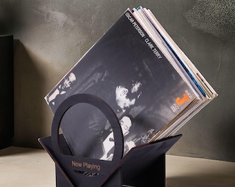 Vinyl Record Storage Flip Rack Display, Personalised LP Collection Custom Now Playing Shelf Christmas Gift For Husband Him Men Boyfriend Dad