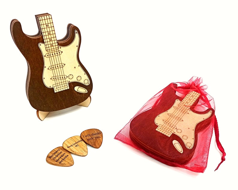 Personalized Custom Pick Holder Box Custom Engraved Wooden Plectrum Case Electric Guitar Accessories Personalised Gift for Him Men Boyfriend image 9
