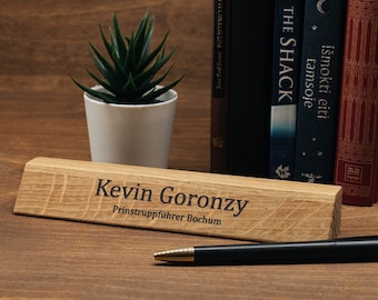 Regalo del día de San Valentín para él, placa personalizada con nombre de escritorio para hombres, letrero de mesa de madera con logotipo, regalo personalizado para marido, novio, decoración de oficina