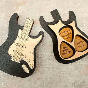 Personalized Custom Pick Holder Box Custom Engraved Wooden Plectrum Case Electric Guitar Accessories Personalised Gift for Him Men Boyfriend image 6