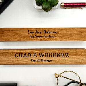 Valentines Day Gift for Him Personalized Desk Name Plate for Men Wooden Table Sign with Logo Custom Gift for Husband Boyfriend Office Decor image 5