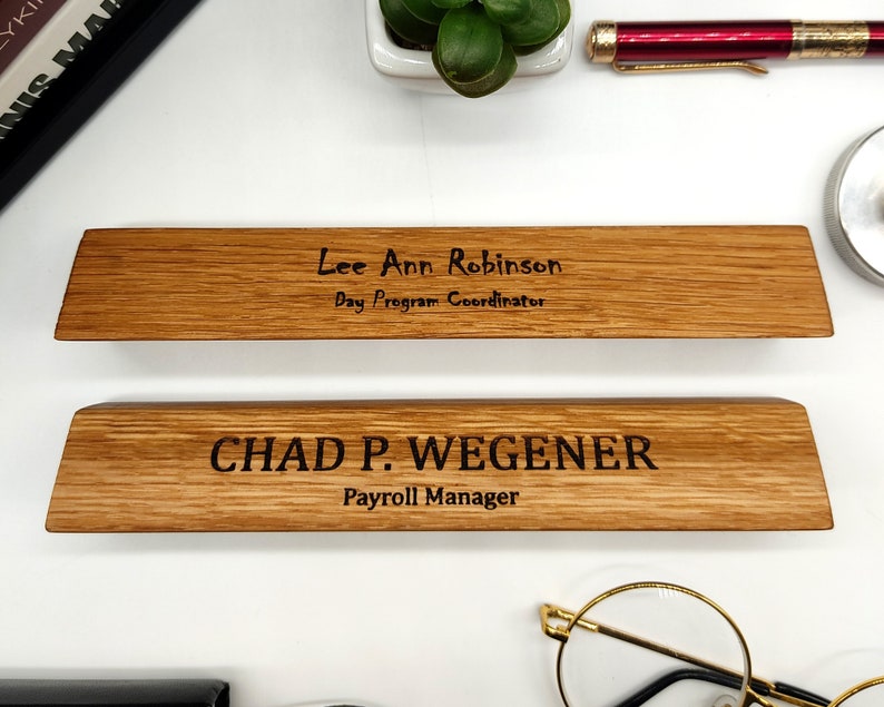 Valentines Day Gift for Him Personalized Desk Name Plate for Men Wooden Table Sign with Logo Custom Gift for Husband Boyfriend Office Decor image 5