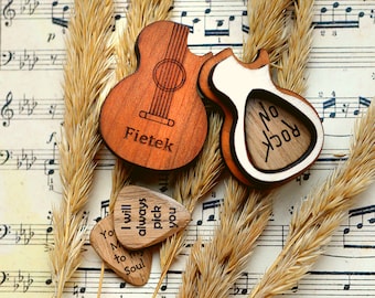 Custom Guitar Pick Box, Guitar Pick Holder, Musician Gift, Guitar Accessories, Guitar Pick Case, Christmas Gift, Guitar Player Gift for Him