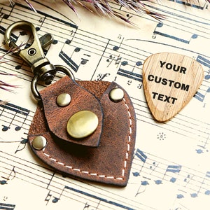 Porte-clés en cuir personnalisé avec support pour médiator, cadeau de Noël personnalisé pour lui homme médiator, je vous choisis, étui petit ami guitariste mari