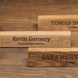 Valentines Day Gift for Him Personalized Desk Name Plate for Men Wooden Table Sign with Logo Custom Gift for Husband Boyfriend Office Decor image 4