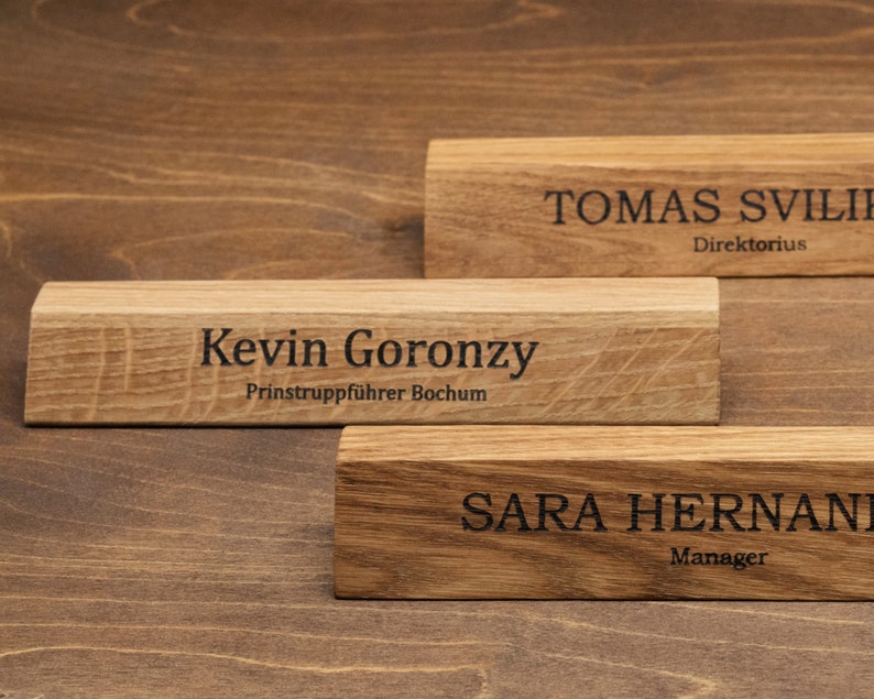 Valentines Day Gift for Him Personalized Desk Name Plate for Men Wooden Table Sign with Logo Custom Gift for Husband Boyfriend Office Decor image 4