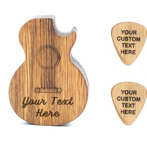 Personalized Guitar Pick Box, Custom Wood Pick Holder Personalised Plectrum Pick Case Musicians Gift Gifts for Him Guitar Player Box + 2 Picks