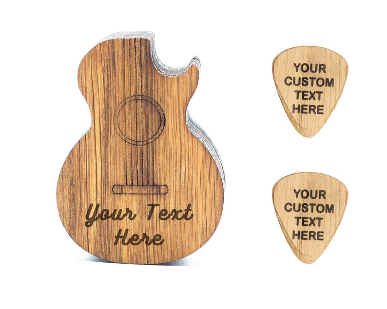 Personalized Guitar Pick Box, Custom Wood Pick Holder Personalised Plectrum Pick Case Musicians Gift Gifts for Him Guitar Player Box + 2 Picks