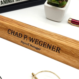 Valentines Day Gift for Him Personalized Desk Name Plate for Men Wooden Table Sign with Logo Custom Gift for Husband Boyfriend Office Decor image 8