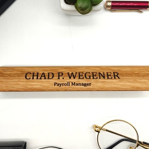 Valentines Day Gift for Him Personalized Desk Name Plate for Men Wooden Table Sign with Logo Custom Gift for Husband Boyfriend Office Decor image 7