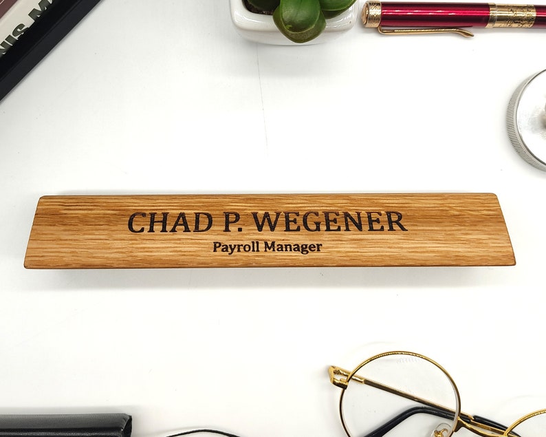 Valentines Day Gift for Him Personalized Desk Name Plate for Men Wooden Table Sign with Logo Custom Gift for Husband Boyfriend Office Decor image 7