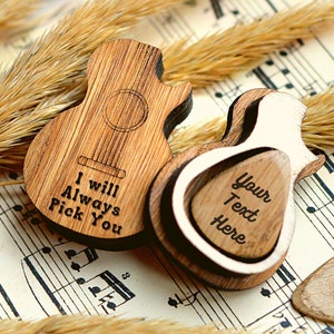 Personalized Guitar Pick with Pick Box, Gift For Guitar Player Custom wooden Plectrum Birthday Gift, Personalised Wooden Guitar Pick image 4