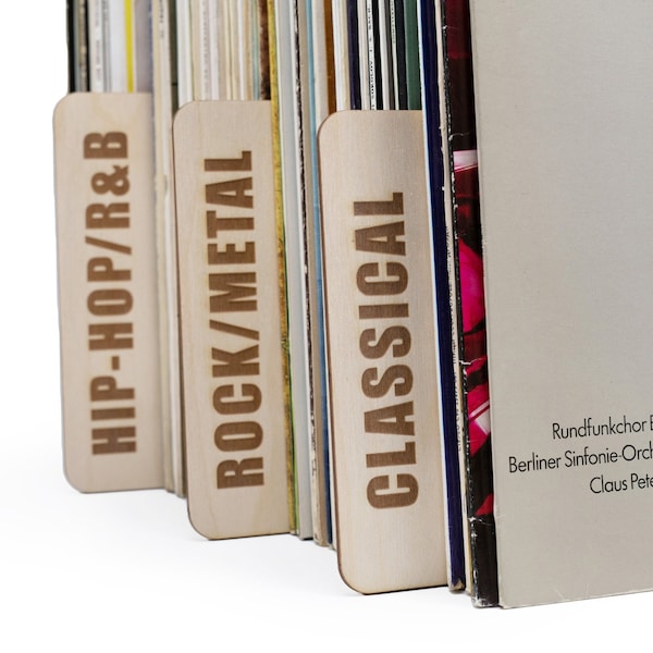 Personalisiertes Geschenk für Vinyl-Liebhaber Schallplatte Genre Trenner Teiler Organizer Geschenk für Ihn Freund LP Aufbewahrung Alphabet Vatertag Papa Geschenk