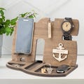 Personalized Docking Station Christmas Gift for him Tech accessory, Phone Stand Charging Station, Wood Desk Organizer, anniversary gifts product logo