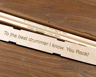 Baquetas personalizadas, estuche para baquetas con grabado personalizado, regalo personalizado para baterista, hombre, novio, aniversario, cumpleaños, Navidad, 5A