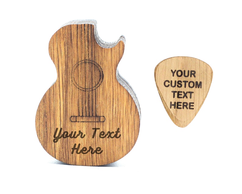 Personalized Guitar Pick Box, Custom Wood Pick Holder Personalised Plectrum Pick Case Musicians Gift Gifts for Him Guitar Player Box + 1 Pick