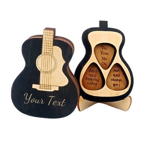 Personalized Guitar Player Gift for Him, Pick Holder Box Wooden Plectrum Case Guitar Accessories Birthday Holiday Gift for Man Men Boyfriend