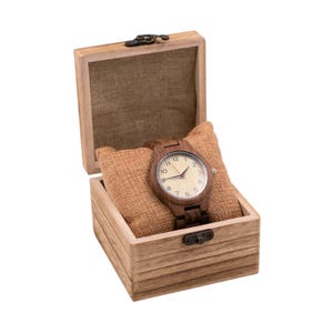 Reloj personalizado para hombre con caja de madera, regalo para él, reloj de pulsera grabado, regalo personalizado para aniversario, cumpleaños, padrinos de boda, novio, padre, esposo.