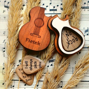 Personalisierte Plektrum-Box, kundenspezifischer hölzerner Plektrum-Halter personalisierte Plektrum-Kasten-Musiker-Geschenkgeschenke für ihn Gitarristen