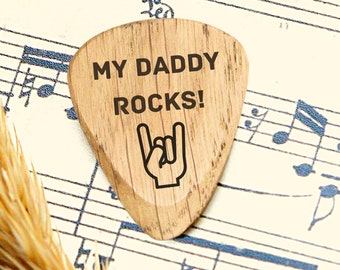 Personalized Father's Day Gift for Dad Guitar Pick Box Custom Wooden Engraved Plectrum Holder Case Gifts for Him Men Husband Daddy Boyfriend