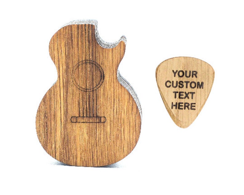 Personalized Guitar Pick with Pick Box, Gift For Guitar Player Custom wooden Plectrum Birthday Gift, Personalised Wooden Guitar Pick Box + 1 Pick