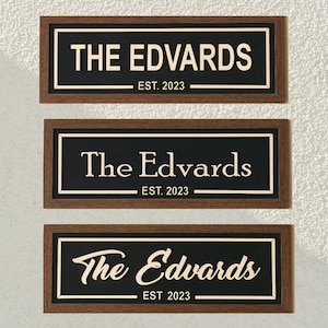 Custom Family Name Sign Personalized Wedding Gift for Couple Established Date Anniversary Gift Last Name Sign for Wall Home Decor