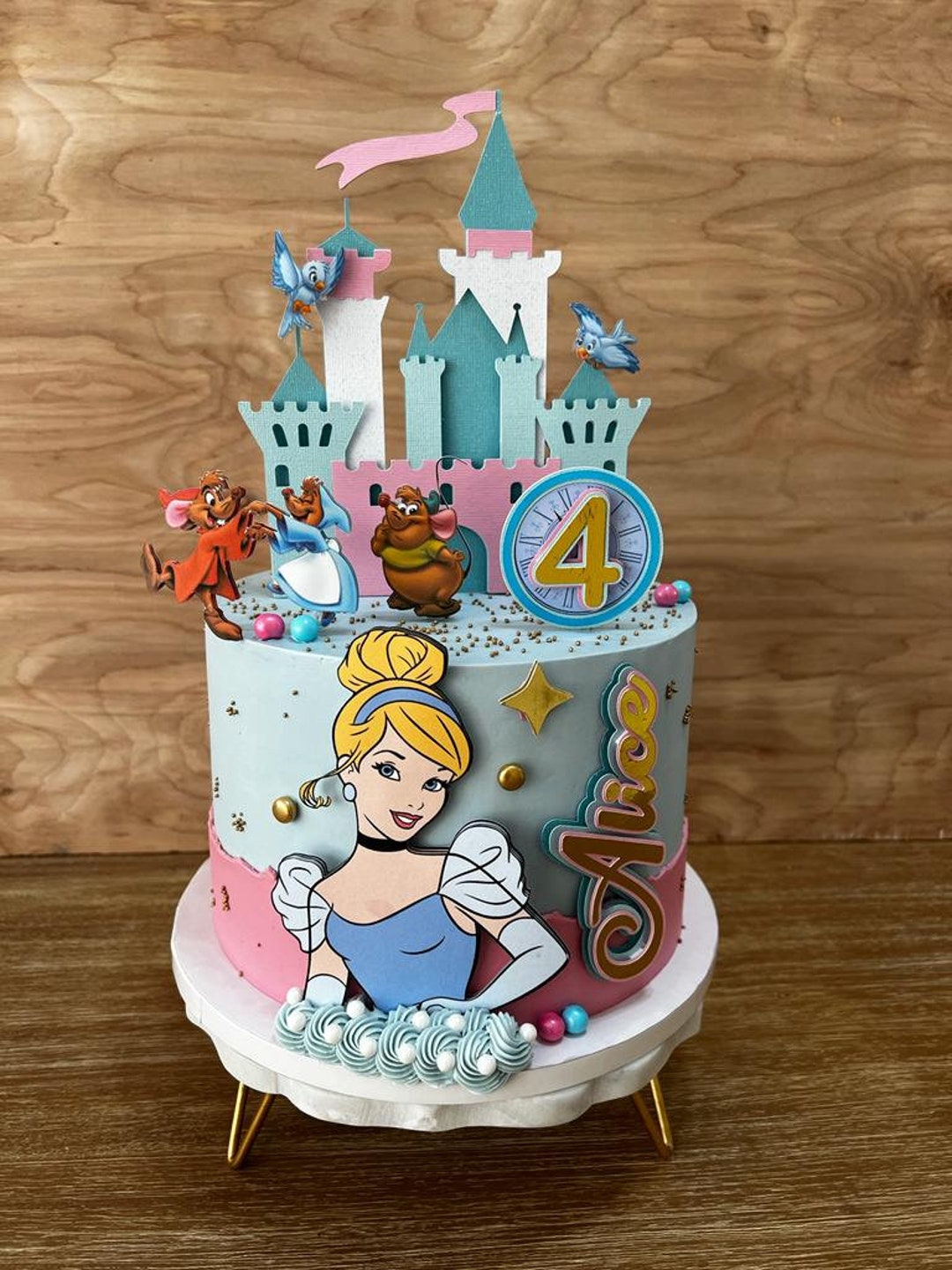 Cake Topper Princess Cinderella • Cinderella Birthday Party • Castle ...