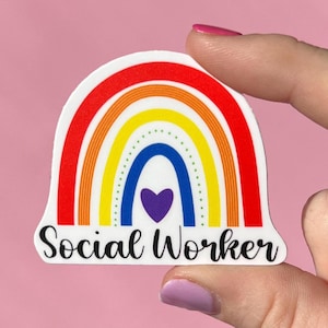 Social worker sticker, social worker rainbow, therapy sticker, rainbow sticker, LCSW sticker, sticker gift, mental health gift, LCSW