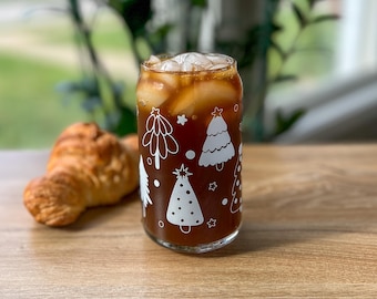 Dishwasher safe Christmas tree cup, therapy cup, mental health cup, gift for therapist,  iced coffee cup, glass can, Tree cup