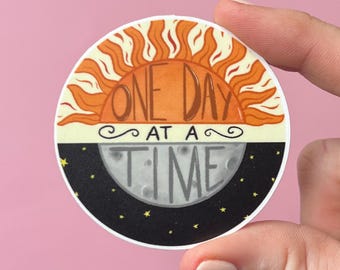 One day at a time sticker, sobriety sticker, recovery sticker, addiction sticker