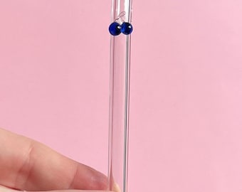 glass straw with decal for 16 oz cup. 8 inches long with a bend. Glass and dishwasher safe