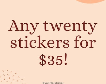 Twenty sticker bundle, sticker pack, mental health stickers, social worker stickers, therapy stickers, recovery stickers, mental health gift