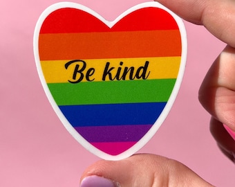 Be Kind sticker, mental health sticker,  stocking stuffer, mental health gift, self love sticker, rainbow sticker, be kind rainbow sticker