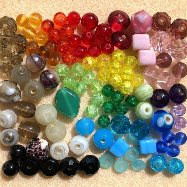 60g Multicoloured Glass Beads