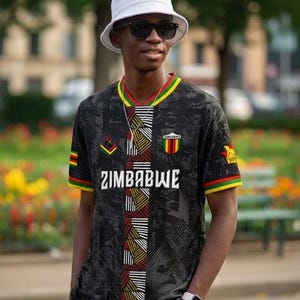 Zimbabwe Soccer (Football) Fan Jersey- Zambezi Flow image 3