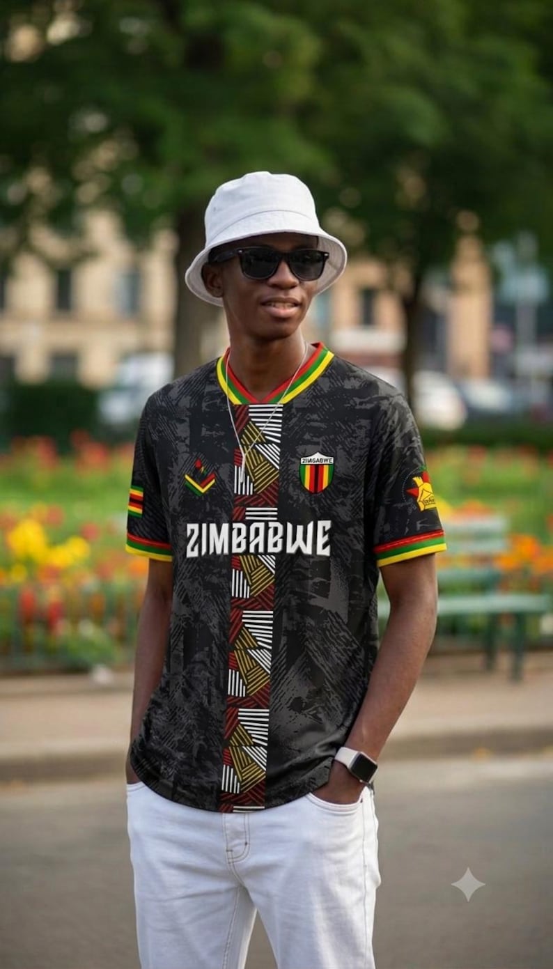 Zimbabwe Soccer (Football) Fan Jersey- Zambezi Flow image 3