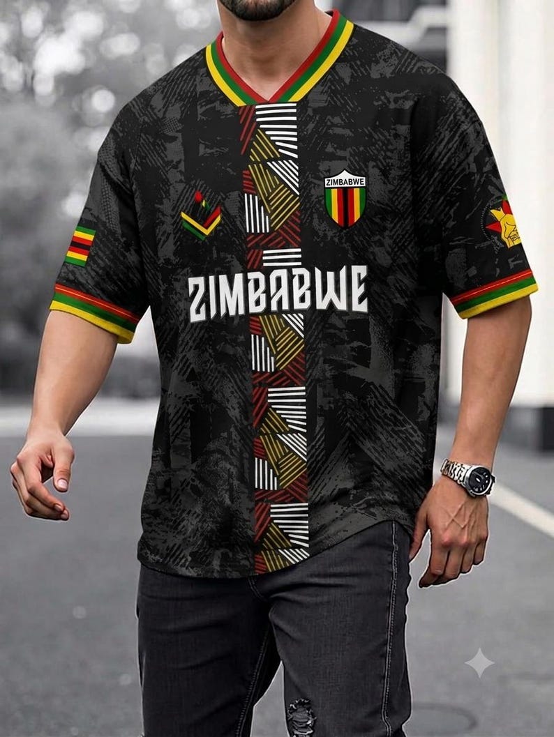 Zimbabwe Soccer (Football) Fan Jersey- Zambezi Flow image 4