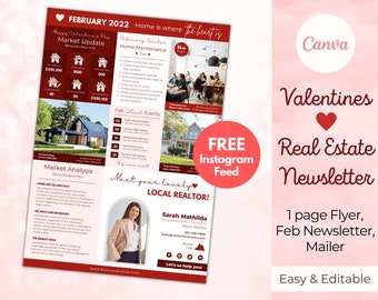Real Estate Valentine Newsletter Template: Realtor Marketing (Canva Editable)