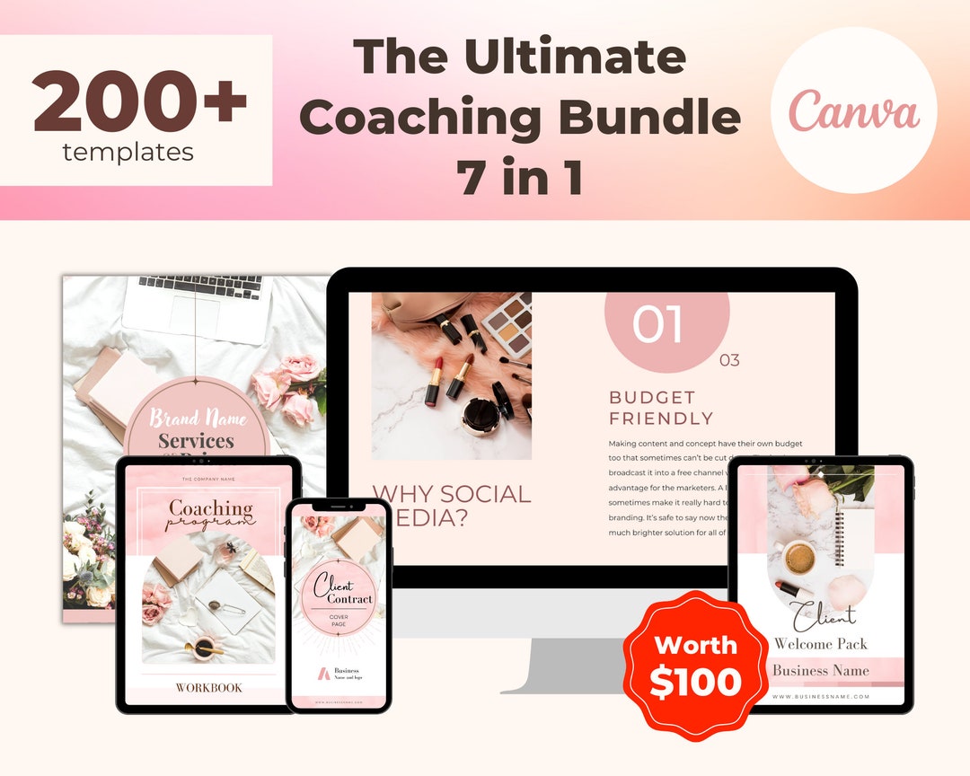 Canva Coaching Template Bundle: 200+ Course Creator Tools (digital ...