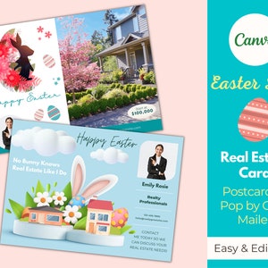 Ostern Grundbesitz, April Realtor, April Grundbesitz, Frühling Pop durch Karte, Frühling Realtor, Grundbesitzpostkarte, Realtor Marketing, Ostern