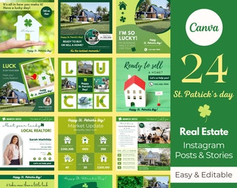Real Estate St. Patrick's Day Instagram Posts: Canva Templates